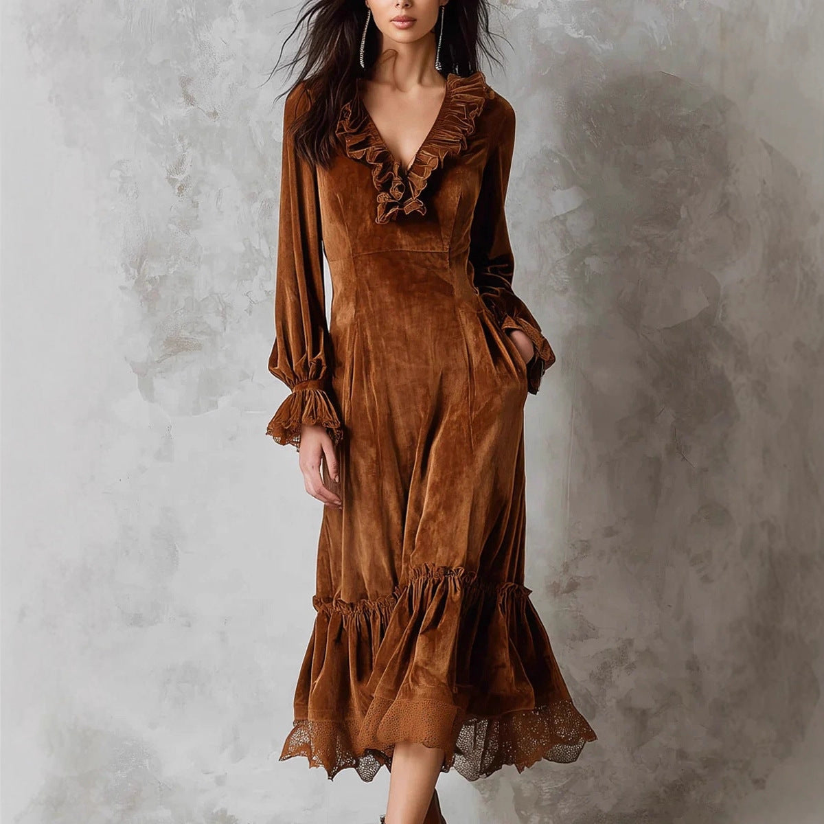 Triplechic™ VelvetRuffle Dress