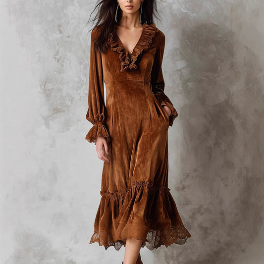 Triplechic™ VelvetRuffle Dress