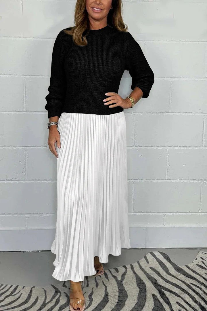 Triplechic ™ Long Sleeve Jumper & Pleated Bottom Dress