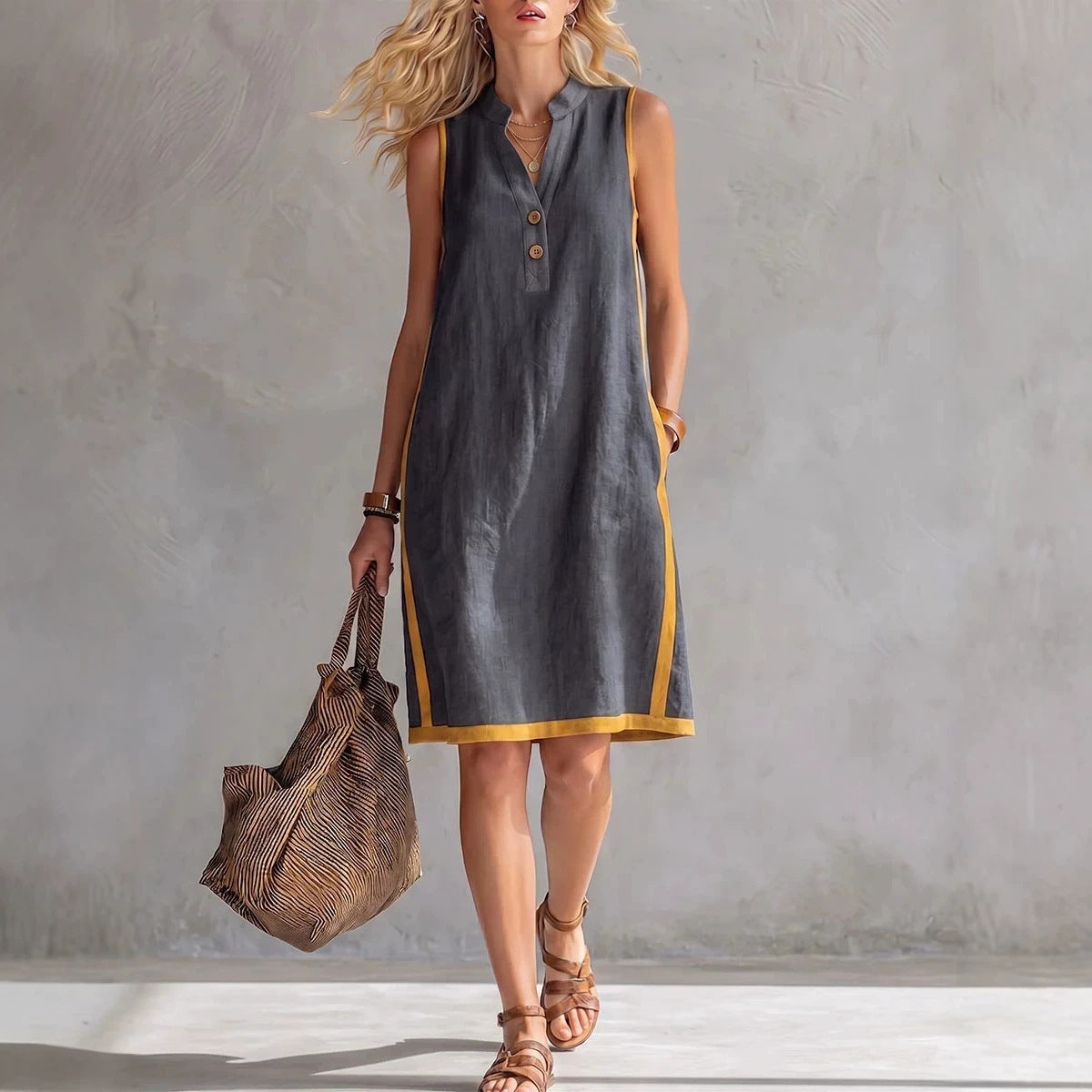 Triplechic™ VButton Pocket Dress