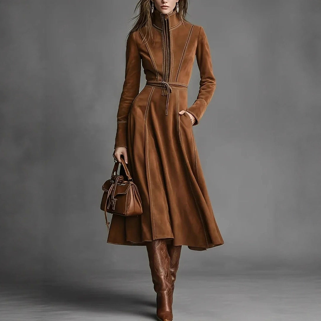 Triplechic™ Retro Suede A-Line Dress