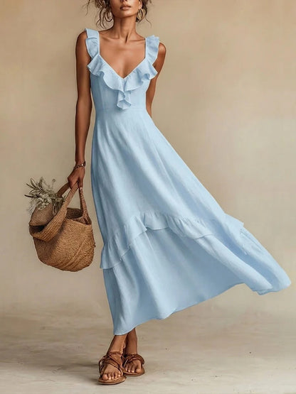 Triplechic™ LinenRuffle Flow Dress