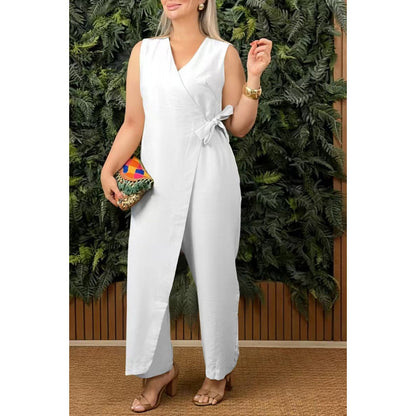 Triplechic™ V-Neck Tie-Waist Jumpsuit