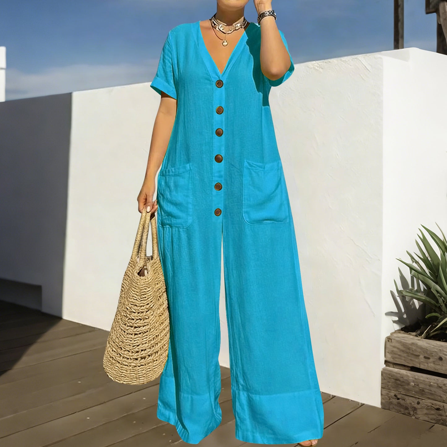 Triplechic™ VButton Ease Jumpsuit