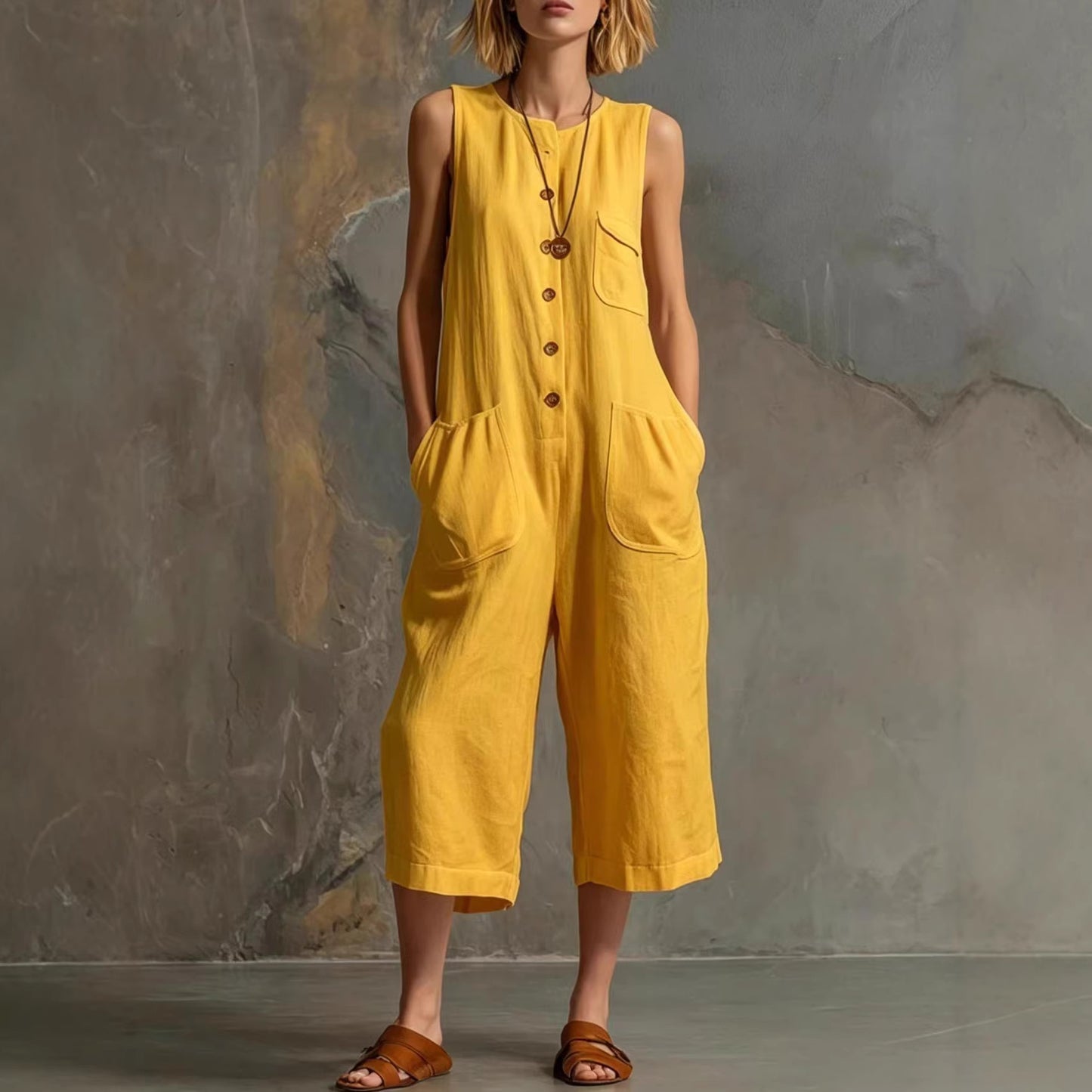Triplechic™ LinenFlow Cropped Jumpsuit