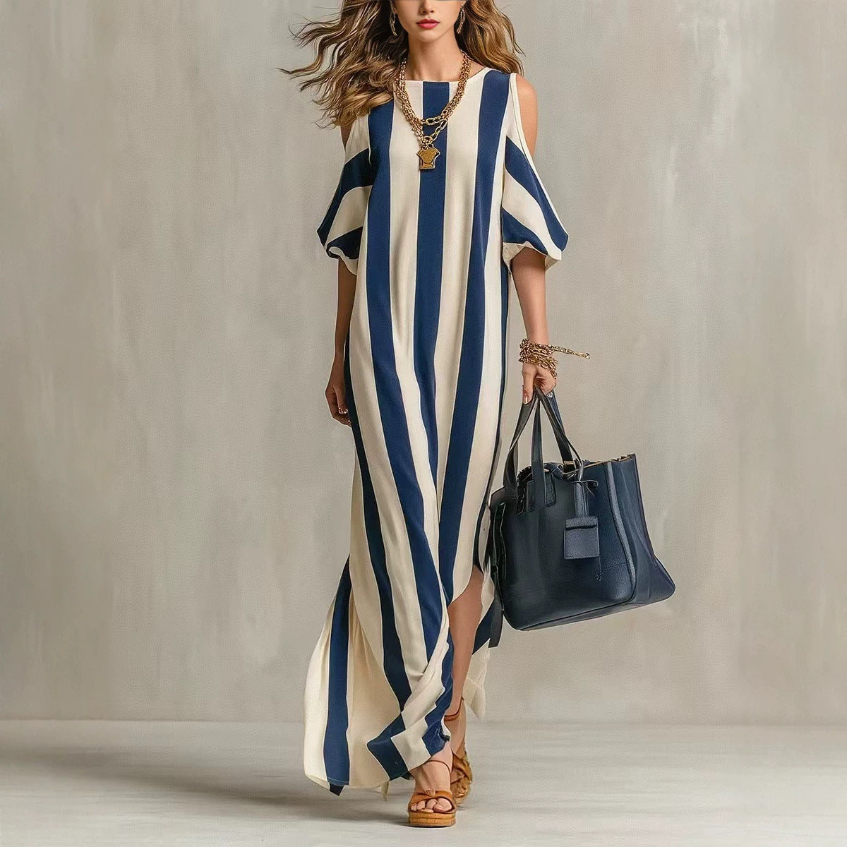 Triplechic™ OffStripe Slit Dress