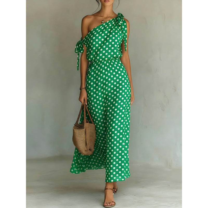 Triplechic™ DotAsym Off-Shoulder Dress