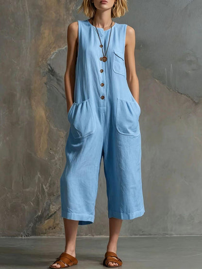 Triplechic™ LinenFlow Cropped Jumpsuit