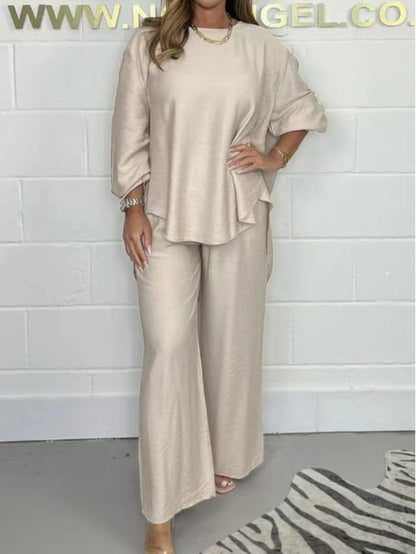 Triplechic™ Long Sleeve High-Waisted Wide-Leg Pants Set