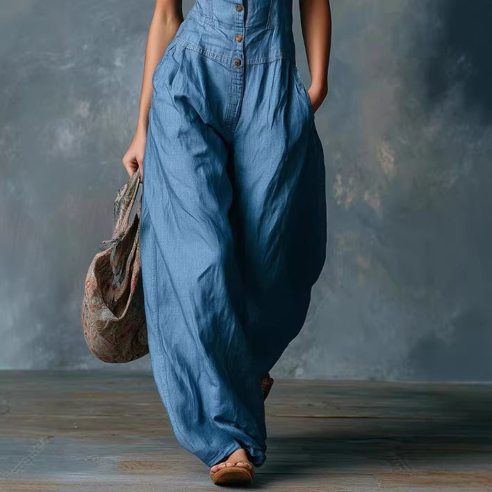 Triplechic™ RetroV Button Jumpsuit