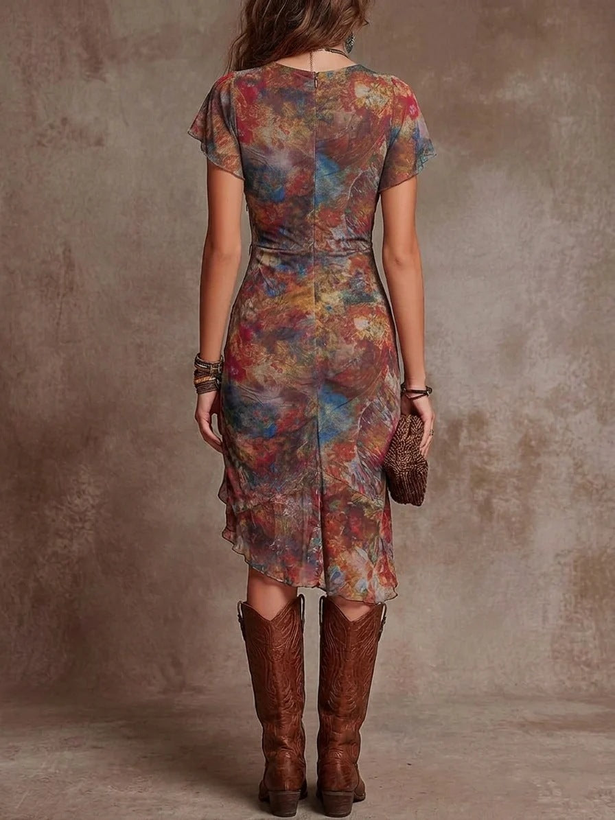 Triplechic™ VContour Print Dress