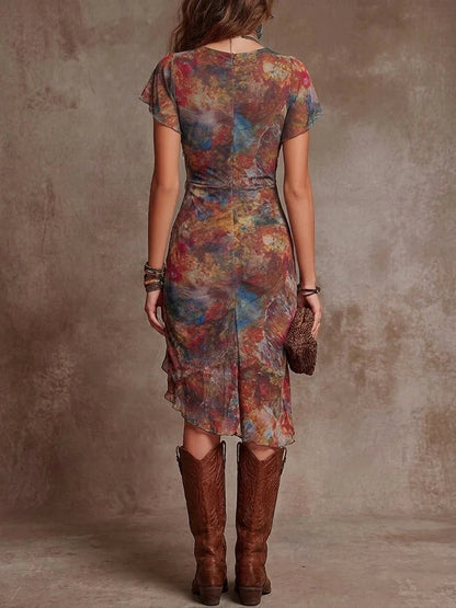 Triplechic™ VContour Print Dress