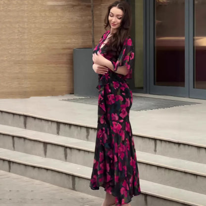 Triplechic™ Retro V-Neck Glam Dress