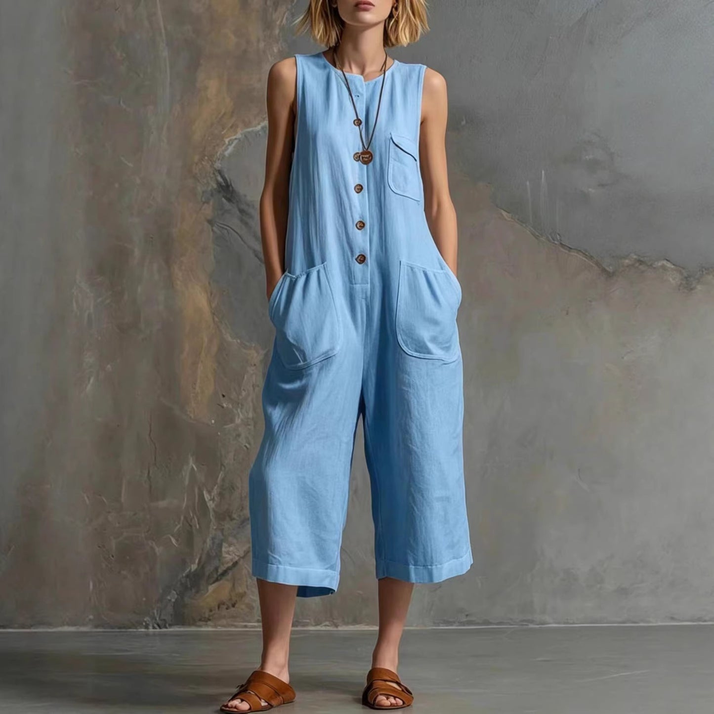 Triplechic™ LinenFlow Cropped Jumpsuit
