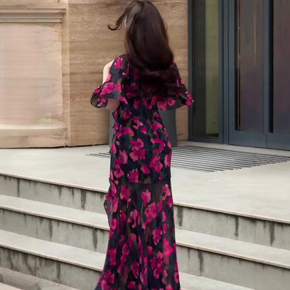 Triplechic™ Retro V-Neck Glam Dress