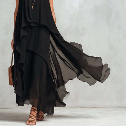 Triplechic™ NoirAsym Flow Maxi Dress