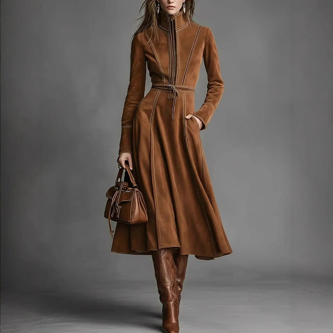Triplechic™ Retro Suede A-Line Dress