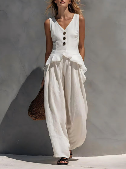 Triplechic™ VRuffle Flow Wide-Leg Set