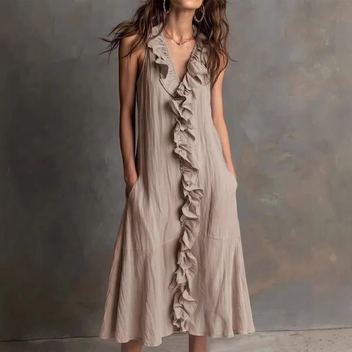 Triplechic™ LinenFlow Ruffle Dress