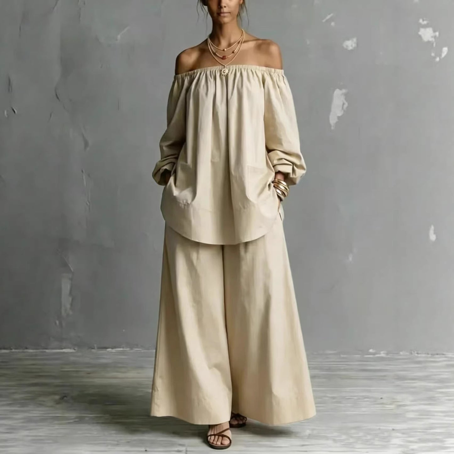 Triplechic™ OffLinen Flow Wide-Leg Set