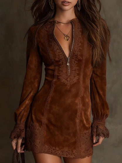 Triplechic™ Zip Lace Midi Dress