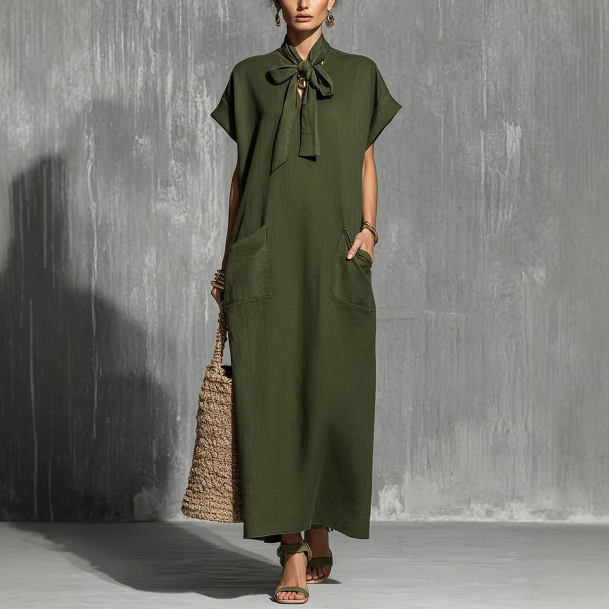 Triplechic™ LinenSculpt Tie-Waist Dress