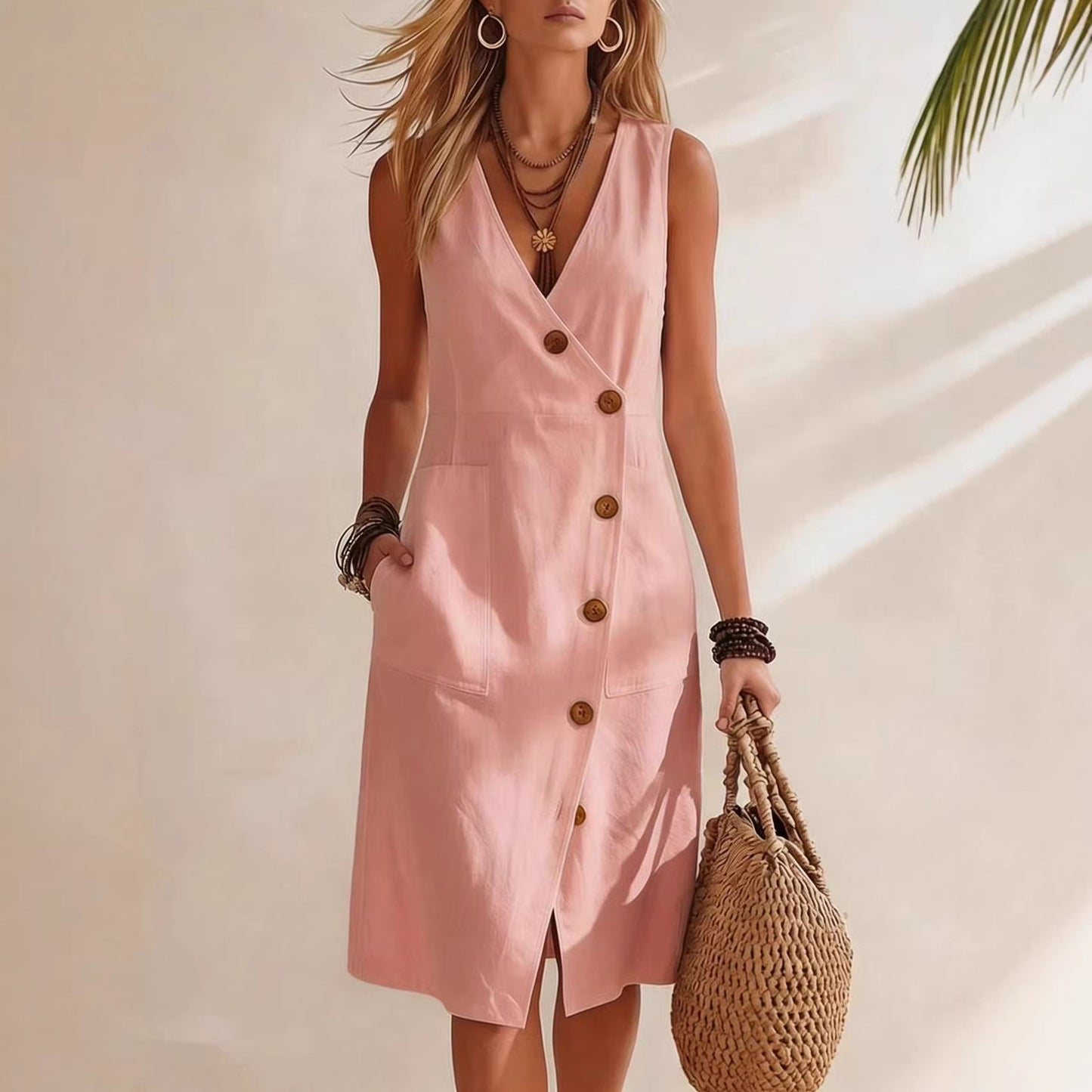 Triplechic™ ResortFlow Asym Button Dress