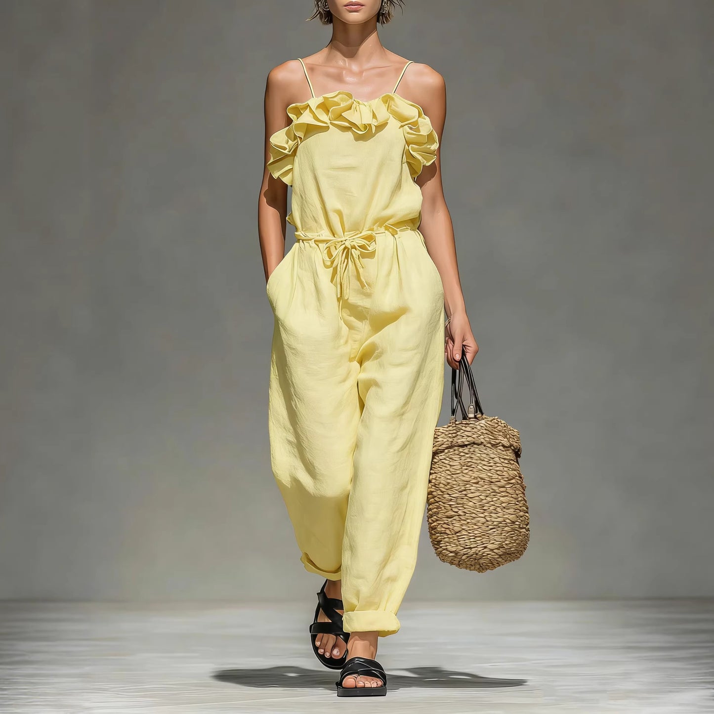 Triplechic™ OffRuffle Flow Jumpsuit