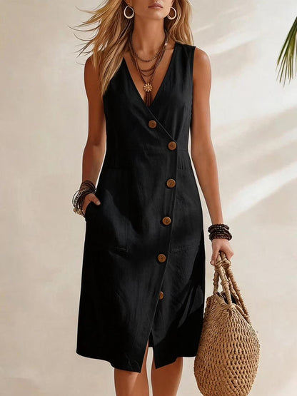 Triplechic™ ResortFlow Asym Button Dress
