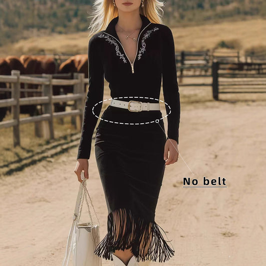 Triplechic™ Chic Fringe Zip Dress