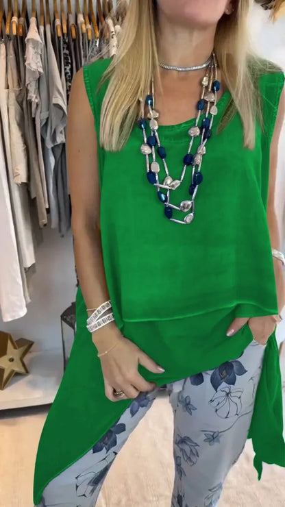 Triplechic™ Two-Piece Set – Sleeveless Top & Printed Pants