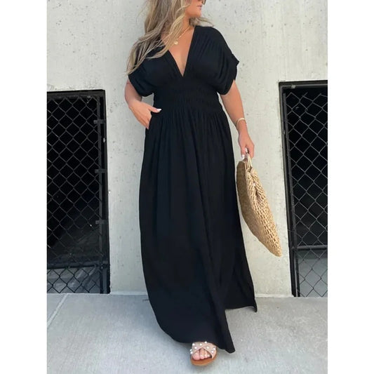 Triplechic™ V-Neck Slit Maxi Dress