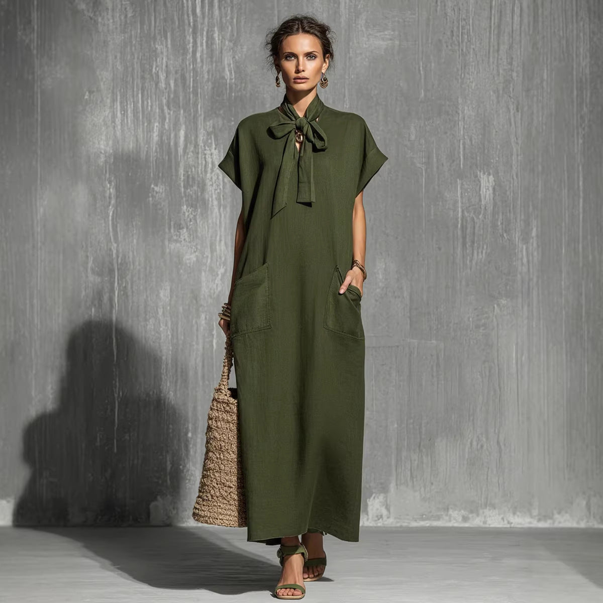Triplechic™ LinenSculpt Tie-Waist Dress