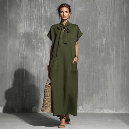 Triplechic™ LinenSculpt Tie-Waist Dress