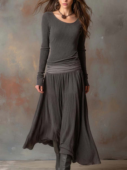 Triplechic™ Retro Ribbed Long Dress