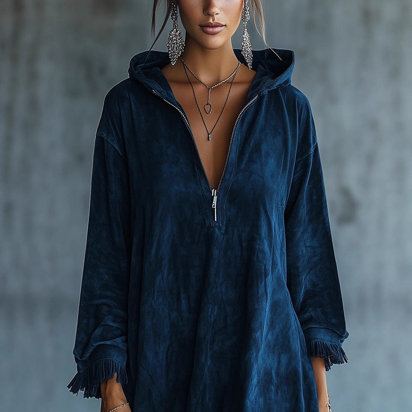 Triplechic™ SuedeTassel Hoodie Dress