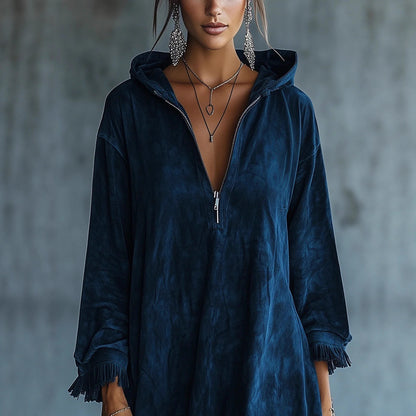 Triplechic™ SuedeTassel Hoodie Dress
