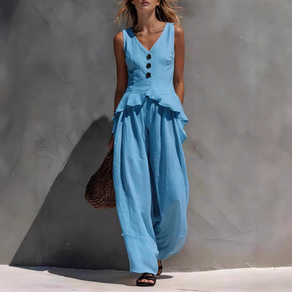 Triplechic™ VRuffle Flow Wide-Leg Set