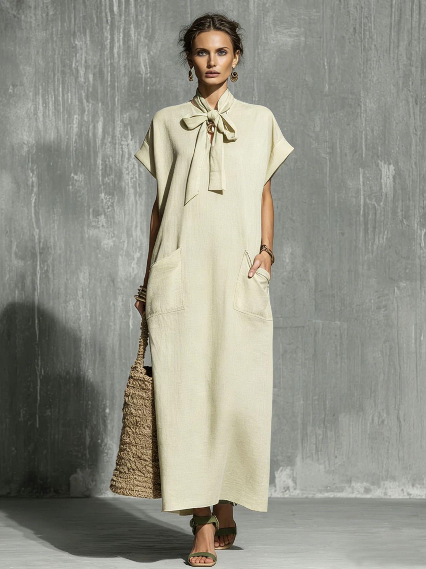 Triplechic™ LinenSculpt Tie-Waist Dress