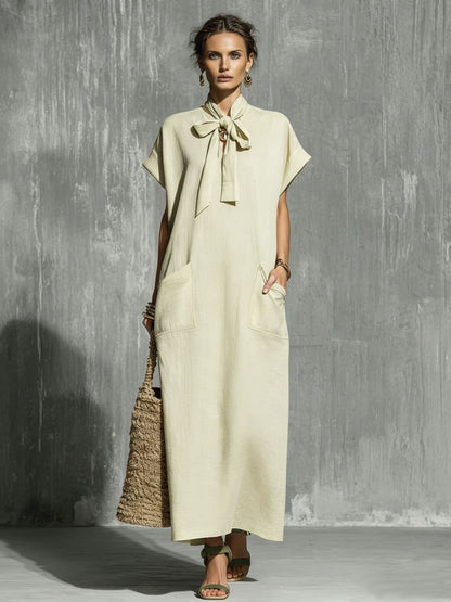 Triplechic™ LinenSculpt Tie-Waist Dress