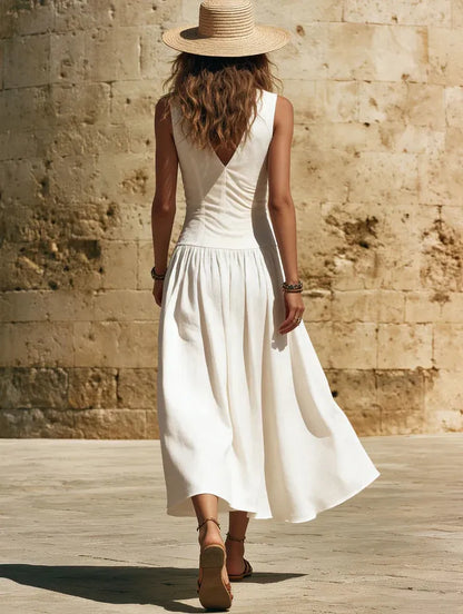 Triplechic™ LinenContour V Button Dres