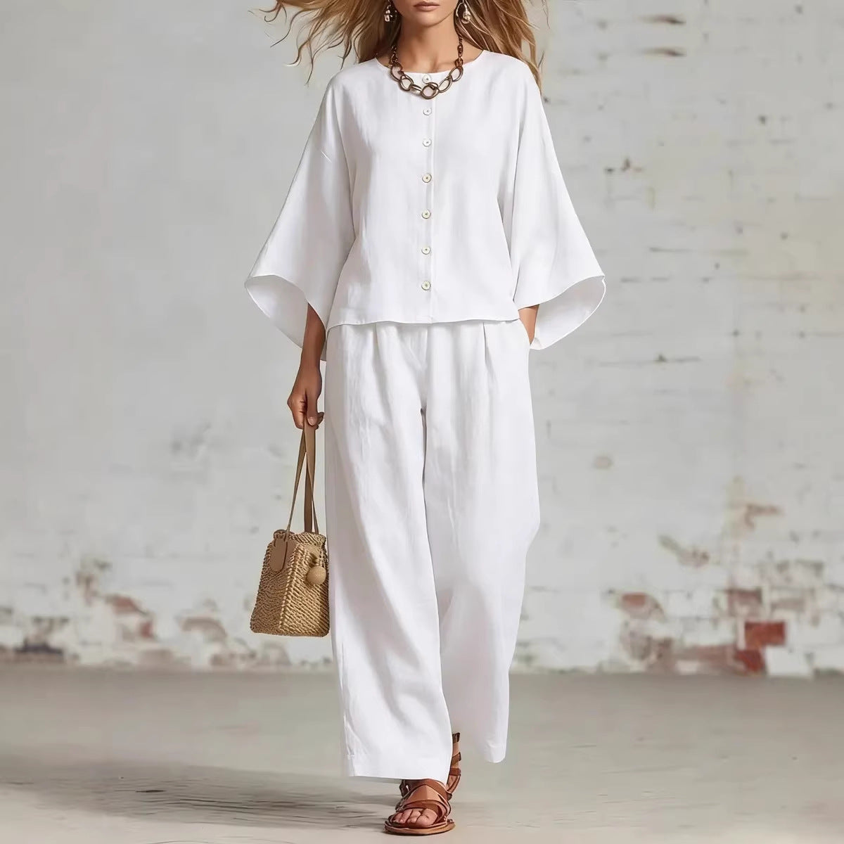Triplechic™ LinenFlow Wide-Leg Suit