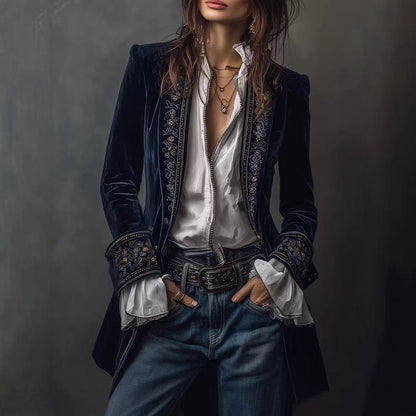 Triplechic™ Lace Stitch Velvet Coat