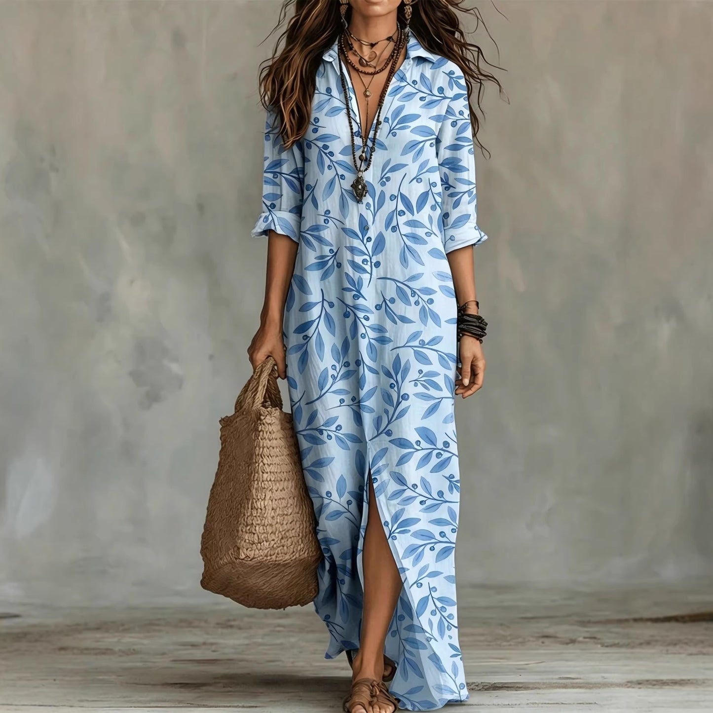 Triplechic™ PrintLapel Flow Dress