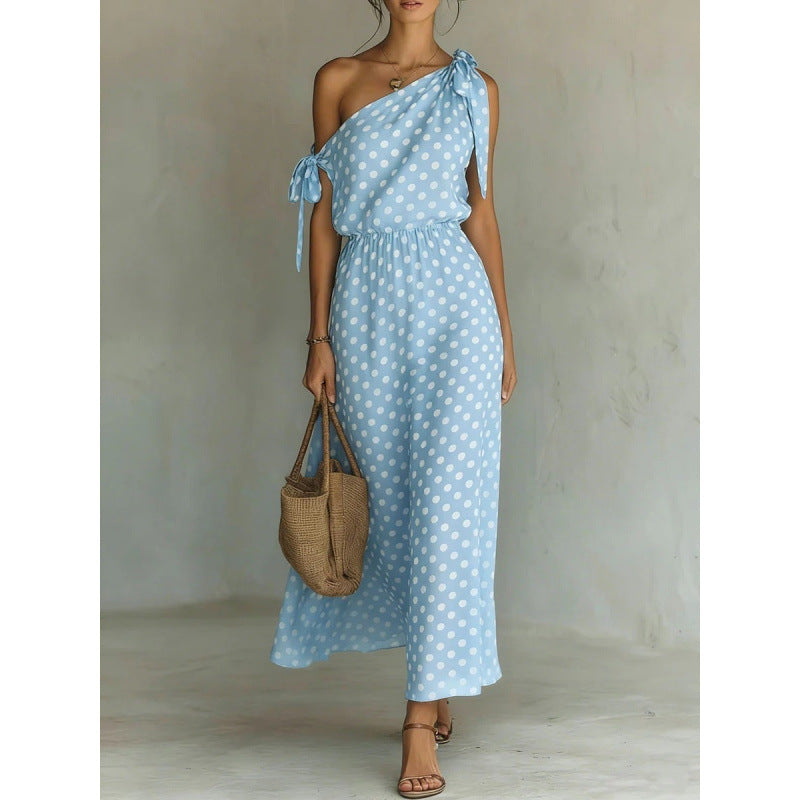 Triplechic™ DotAsym Off-Shoulder Dress