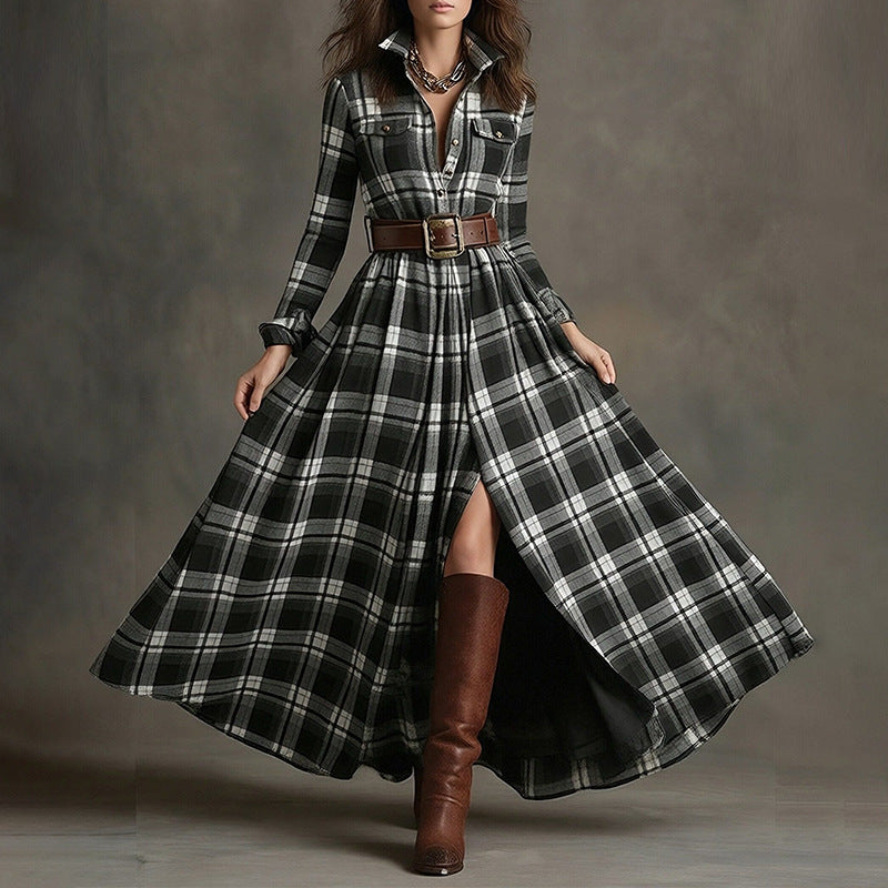 Triplechic™ LapelContour Print Dress