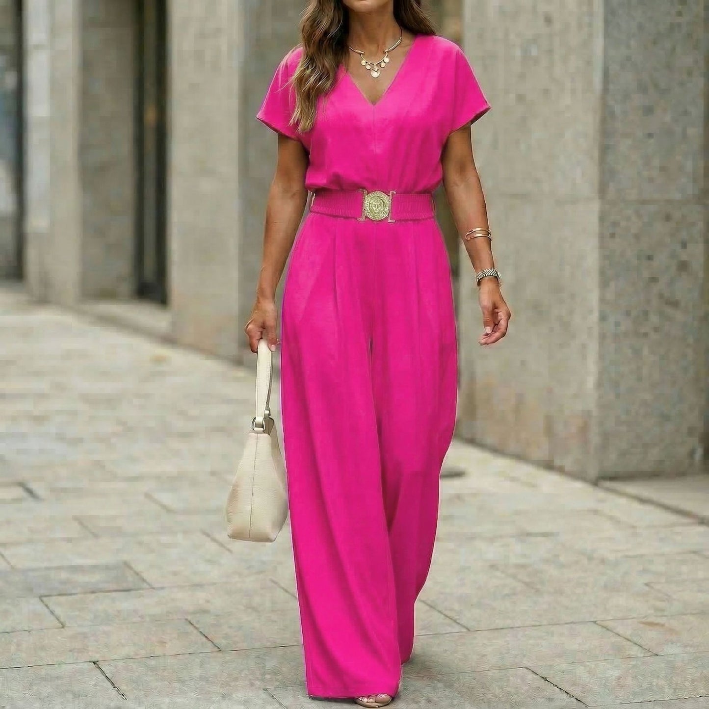 Triplechic™ VContour Belted Jumpsuit