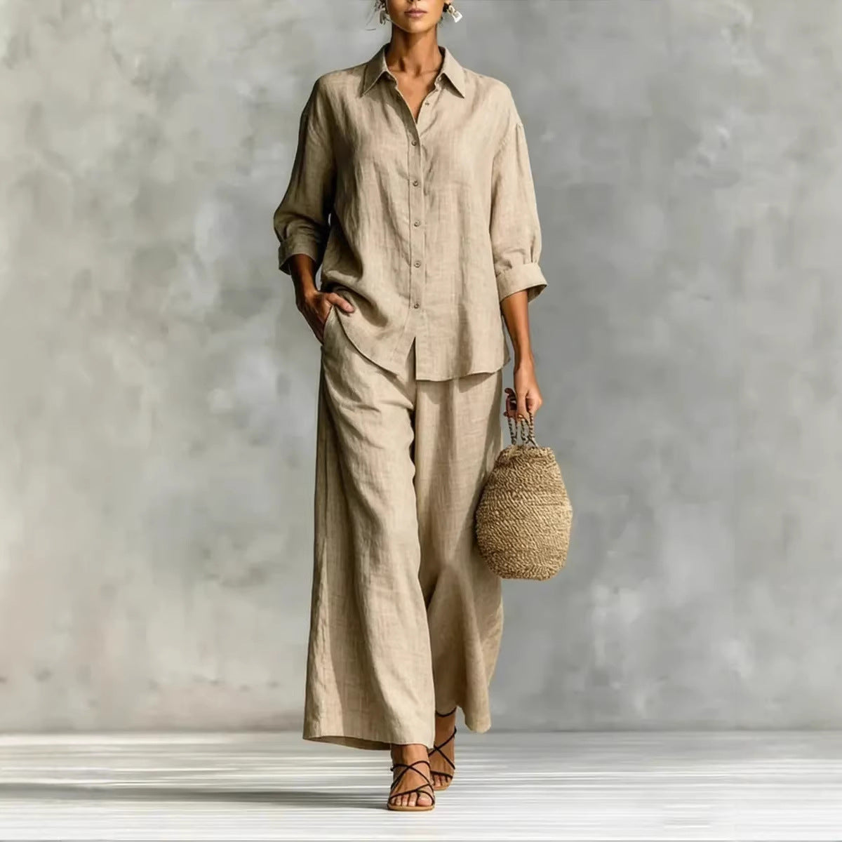 Triplechic™ LinenContour Wide-Leg Suit