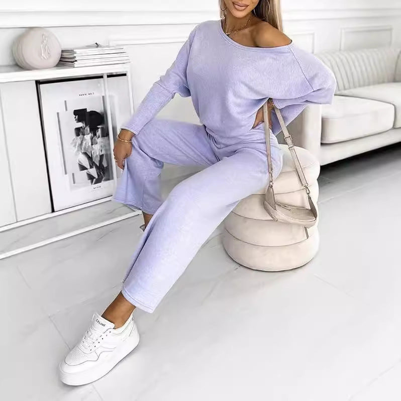 Triplechic ™ Drop Shoulder Pullover and Loose Pants Set