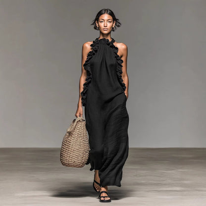 Triplechic™ HalterRuffle Flow Maxi Dress